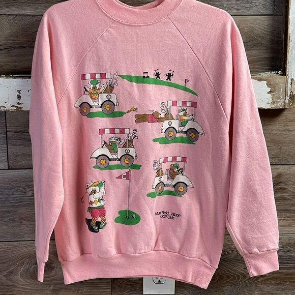 HARBOR LIGHT Ladies Pink Sweatshirt Golf Carts Bears Golfing Golf Club Size Med - Picture 3 of 6